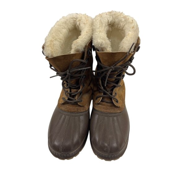 Sorel Size 10 Waterproof Snow Boots Brown Suede Rubber With Shearling Lining - Picture 10 of 10